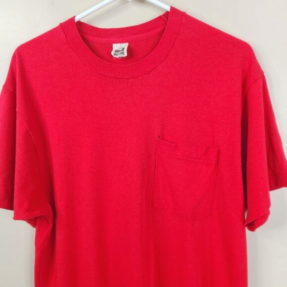 Vintage Fruit Of The Loom Short Sleeve Single Stitch Pocket Tee Large - Picture 3 of 8